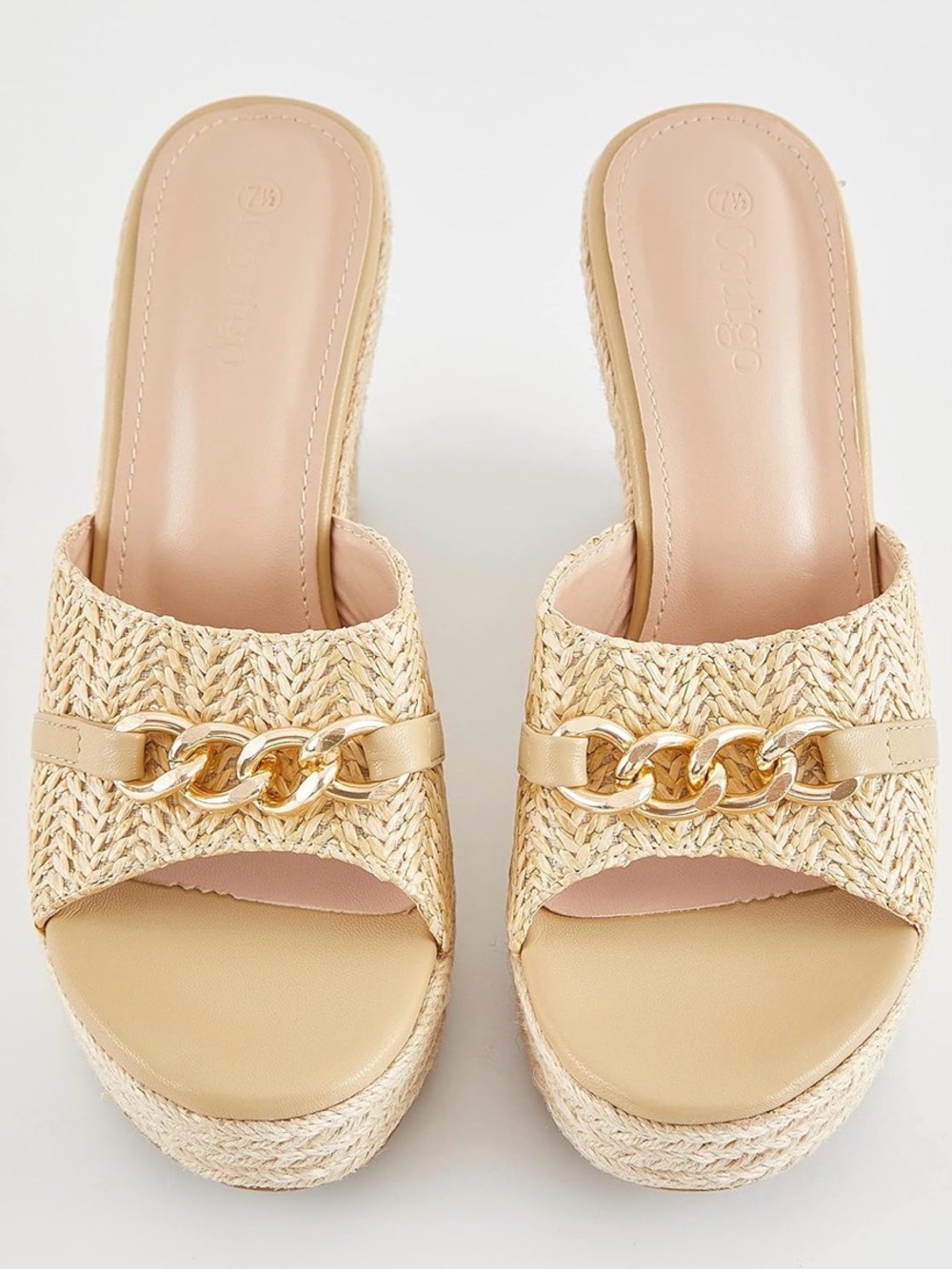 NEW: Women's Chic Chain Slip On Espadrille Wedge Heel Sandal Size 8